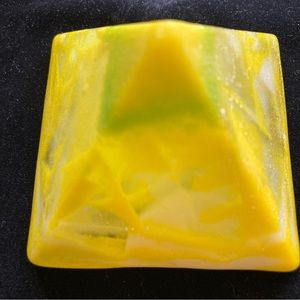 Handmade Cast Glass Pyramid  Solar Flare Lemon Yellow Glass  2.5”x3” original